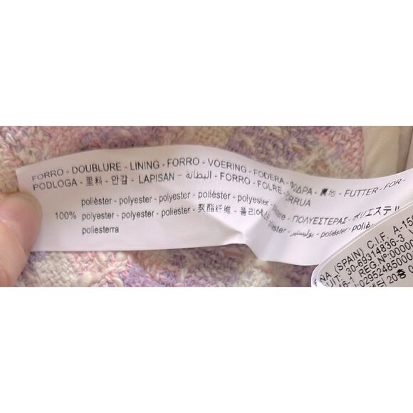 NWT Zara Pink Purple White Plaid Tweed Textured Corset Crop Top, Small - Picture 15 of 15